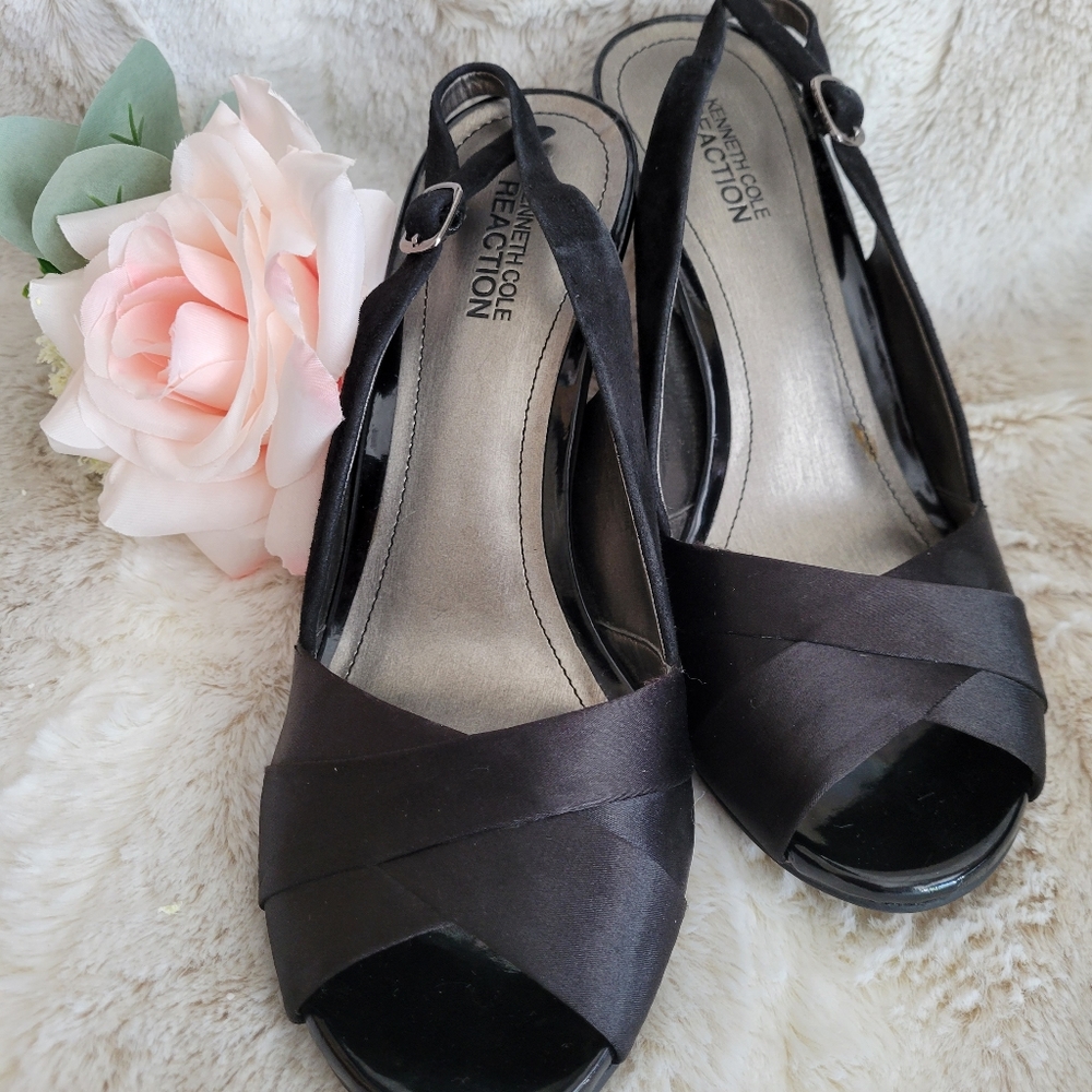 Kenneth Cole Open Toe Pump Black Shoe Size-8.5